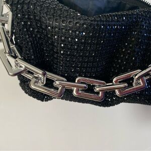 Black Sequin Bag with Silver Chain